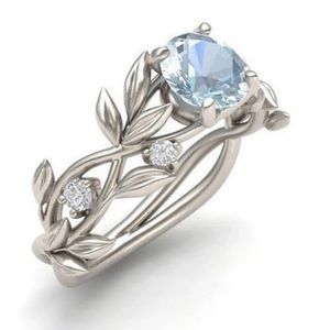 Leaf Design Silver Wedding / Engagement Ring